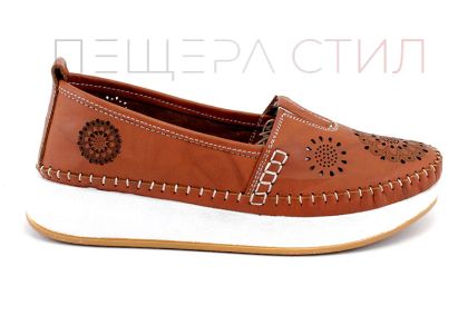 Дамски летни обувки от естествена кожа в кафяво - Модел Мурсия