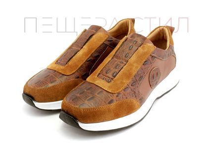 Мъжки, ежедневни обувки от естествена кожа в кафяво - Модел Винстент