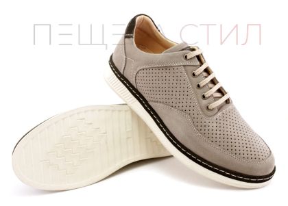 Мъжки ежедневни обувки с връзки в цвят визон - Модел Карлос