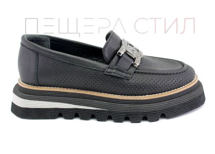 Дамски летни обувки от естествена кожа в черно - Модел Бегония