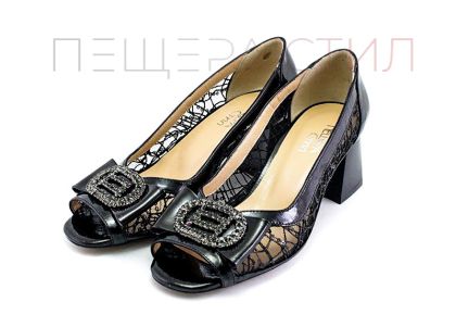 Дамски, елегантни обувки от естествен лак в черно - Модел Мелинда