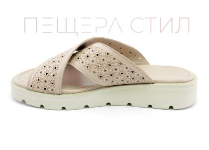 Дамски чехли от естествена кожа в сив цвят - Модел Вени