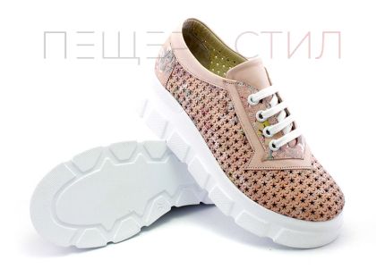 Дамски, ежедневни обувки от естествена кожа в розово, модел  Лизи