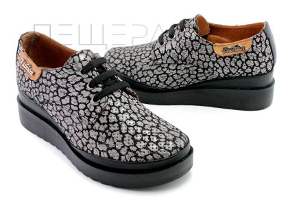 Дамски, летни обувки от естествена кожа в пантерено черно, модел  Калипсо