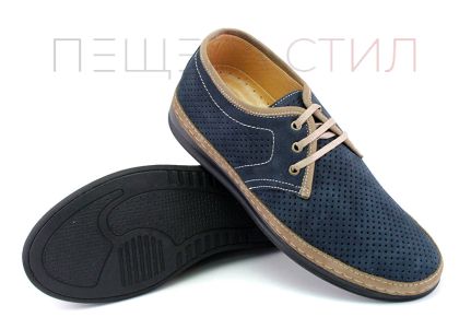 Мъжки летни обувки с перфорация в тъмно син цвят - Модел Филип.