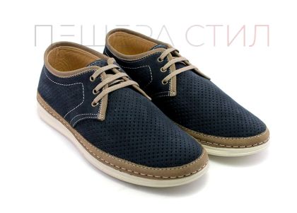 Мъжки летни обувки с перфорация в тъмно синьо - Модел Филип