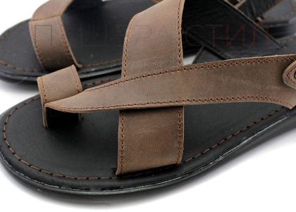 Мъжки сандали от естествена кожа в кафяво - модел Джеймс