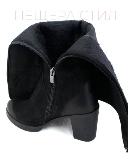 Дамски ботуши от естествен набук в черно, модел Наталия