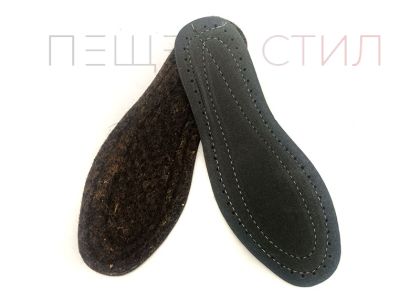 Дамски топли  стелки за обувки от вълнен филц и микропореста гума. Цвят черен.