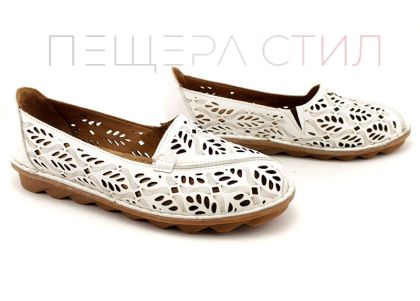 Pantofi casual dama din piele naturala alb, model Celine.