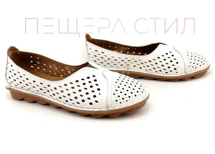 Pantofi casual dama din piele naturala alb, model Sienna.