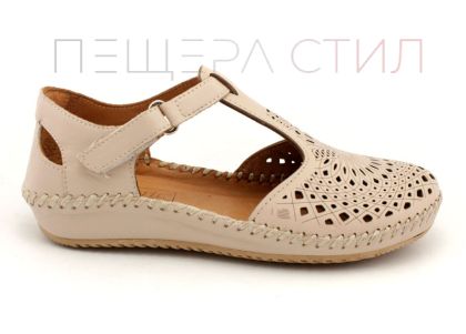 Дамски отворени обувки от естествена кожа в бежово - Модел Катерина.