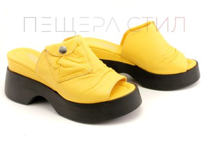 Дамски сабо от естествена кожа в жълто - Модел Саманта.