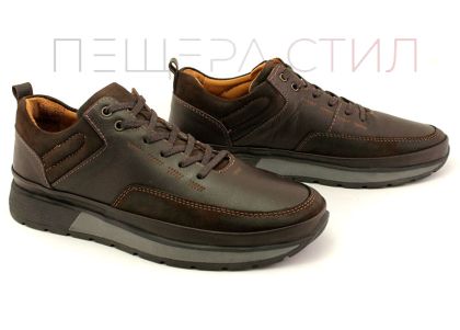 Мъжки, ежедневни обувки в тъмно кафяво - Модел Бруно.