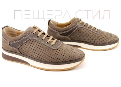 Мъжки ежедневни летни обувки от естествен набук в тъмно сиво - Модел Кардам.