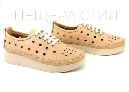 Дамски меки летни обувки от естествена кожа в бежово - Модел Самира.