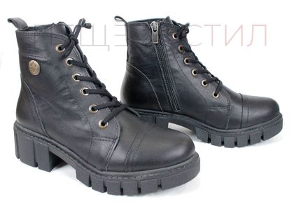 дамски ниски боти Forte Ombra естествена кожа черни