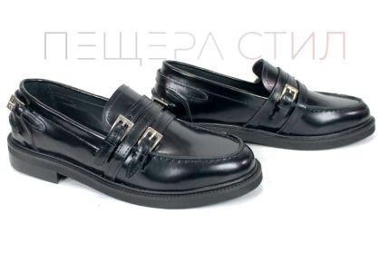 дамски обувки Nobile Passo черна естествена кожа лоуфър