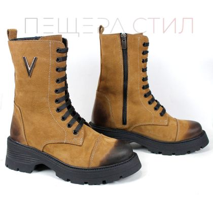 дамски кубинки terra vento тютюн естествен набук