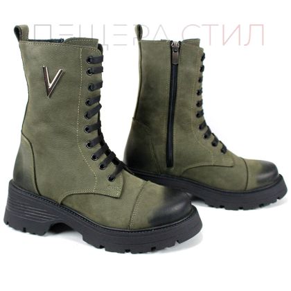 дамски кубинки terra vento зелен естествен набук