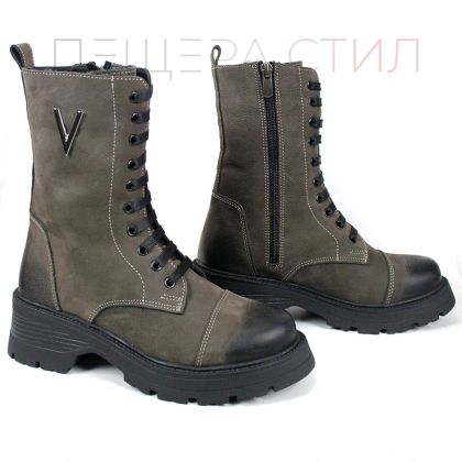 дамски кубинки terra vento тъмно сив естествен набук