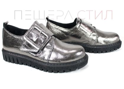 Дамски обувки Astra Coro – естествена кожа, цвят платина, меко ходило