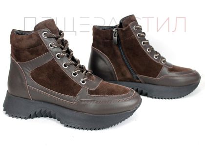 дамски високи сникърси Rovere Alto от естествена кожа и велур