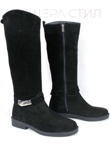 Veluto Aria – дамски ботуши от естествен велур с топла подплата, черни