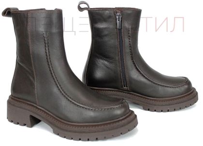 Дамски боти от естествена кожа в тъмно кафяв цвят – модел Luce Velluto