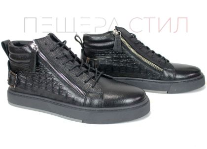 Modèlo Ferox – мъжки спортни боти от естествена кожа, черен цвят