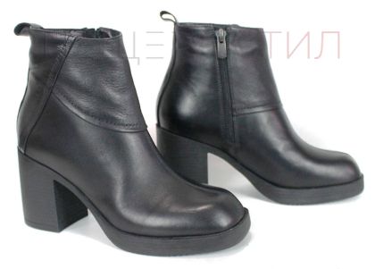 Дамски боти Noira Elevé от черна естествена кожа с елегантен ток