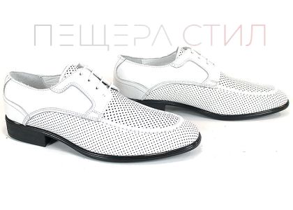 Мъжки официални обувки Lorenzo Forma от бяла естествена кожа с перфорация