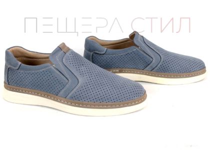 Мъжки летни обувки без връзки от естествен набук дънково син Canto Flex