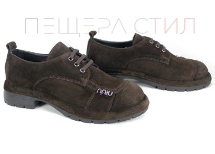 Дамски обувки Alma Walk от естествен тъмно кафяв велур с олекотено ходило