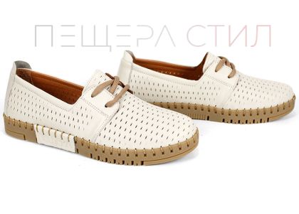 Дамски летни обувки Metro Walk от бежова естествена кожа с перфорация