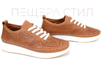 Дамски летни обувки Luna Soft от естествена кожа в светло кафяв цвят