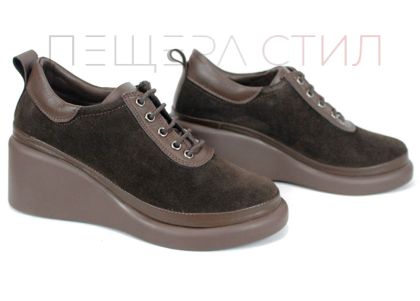 дамски обувки естествен велур тъмно кафяв Linea Ease