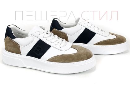 мъжки обувки Strado Verin естествена кожа бяло и визон