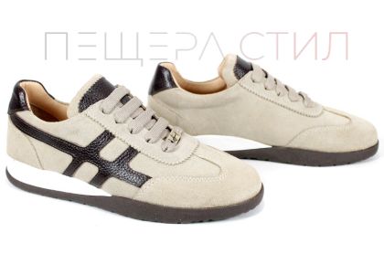 дамски ретро сникърси Lumera Style естествен велур визон