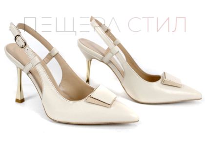 дамски елегантни сандали Velora Muse крем естествена кожа