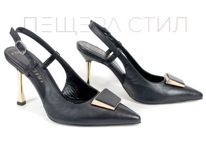 дамски елегантни сандали Velora Muse черни естествена кожа