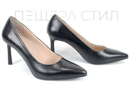 Marena Lumo – дамски стилето обувки от естествена кожа в черно с ток 8 см