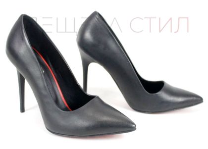 дамски стилето обувки черни естествена кожа Celina Porto