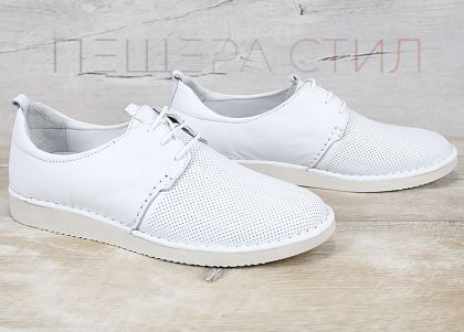 мъжки летни обувки бели кожа перфорация Vento Forma