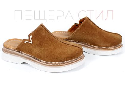 дамско сабо Velvet Step естествен велур светло кафяво удобно ходило