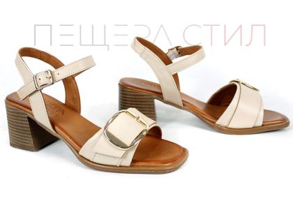 Silent Grace – дамски сандали на ток от естествена кожа в бежово