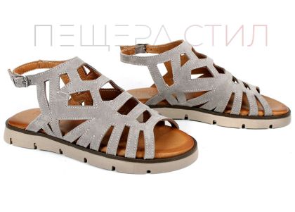 дамски ниски сандали велур визон