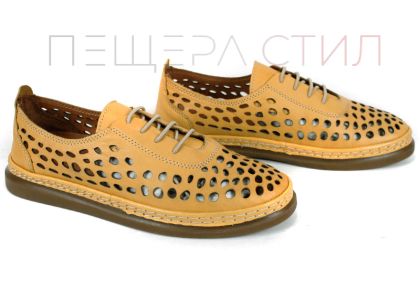 дамски летни обувки Soraya Lune жълто горчица естествена кожа