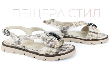 дамски сандали змийски принт бежово