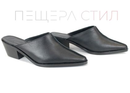 дамско сабо черно естествена кожа елегантно